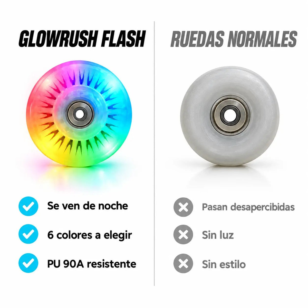 GlowRush Flash vs ruedas normales