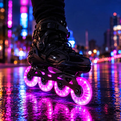 Patín en línea con ruedas GlowRush Flash rosas de noche